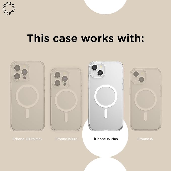 PopSockets iPhone 15 Plus Phone Case with MagSafe, Wireless Charging Compatible, Disney - Boho Wildflowers Blue
