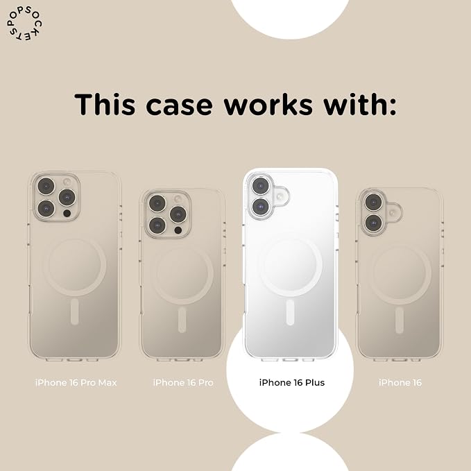 PopSockets iPhone 16 Plus Phone Case with MagSafe- Starstruck | Magnetic, Wireless Charging, Camera & Drop Protection, Electronic Accessories, For iPad/Kindle/iPhone/Android