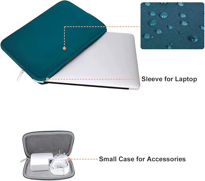 MOSISO Laptop Case 12.3 inch, 11.6-12.3 inch Laptop Sleeve Bag Compatible with MacBook Air 11.6, Acer HP Dell Lenovo Samsung ASUS, Surface Pro, Neoprene Computer Sleeve Bag with Small Case, Deep Teal