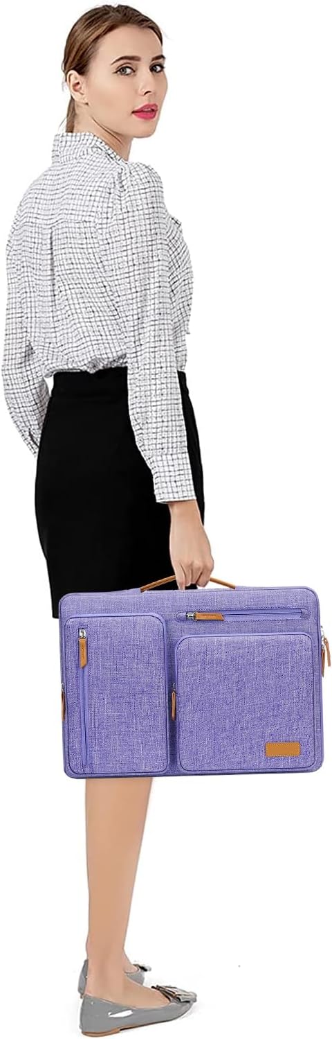 MOSISO 360 Protective Laptop Case 15 inch, 15 inch Laptop Sleeve Compatible with MacBook Air M4 M3 M2 2025 2024 2023, Dell XPS Plus, Side Open Carrying Case with 4 Zipper Pockets&Handle, Purple