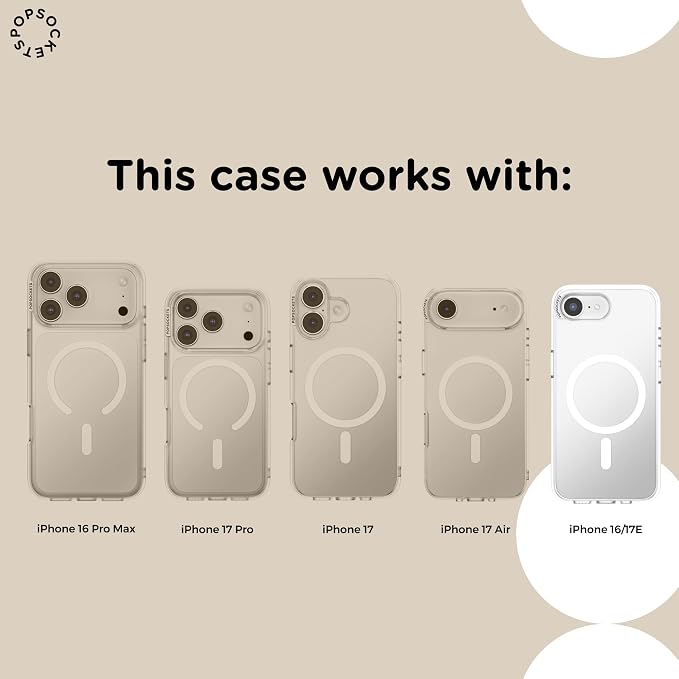 PopSockets iPhone 16/17E Phone Case with MagSafe- Sweet Heart Blue | Magnetic, Wireless Charging, Camera & Drop Protection, Blue, Phone, Women