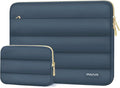 MOSISO 13.3 inch Laptop Case, 13-13.3 inch Puffy Laptop Sleeve Compatible with MacBook Air 13 13.6 M4 M3 M2 M1/Pro 13/Pro 14, HP Dell ASUS Lenovo,Polyester Horizontal Bag with Small Case, Haze Blue