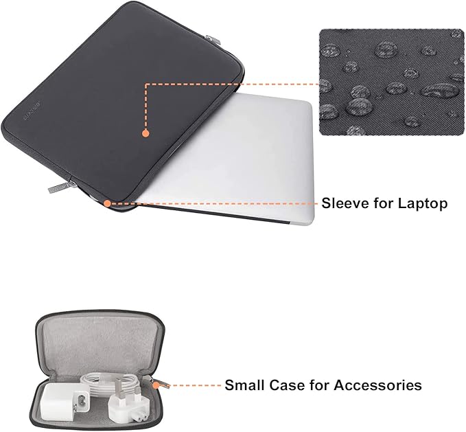 MOSISO Laptop Case 15 inch, 15 inch Laptop Sleeve Bag Compatible with MacBook Air 15 M4 A3241 M3 A3114 M2 A2941 2025 2024 2023, Dell XPS 15, Neoprene Computer Sleeve Bag with Small Case, Space Gray