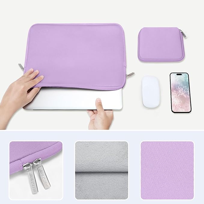 MOSISO Laptop Case 15 inch, 15 inch Laptop Sleeve Bag Compatible with MacBook Air 15 M4 A3241 M3 A3114 M2 A2941 2025 2024 2023, Dell XPS 15, Neoprene Computer Sleeve Bag with Small Case, Purple