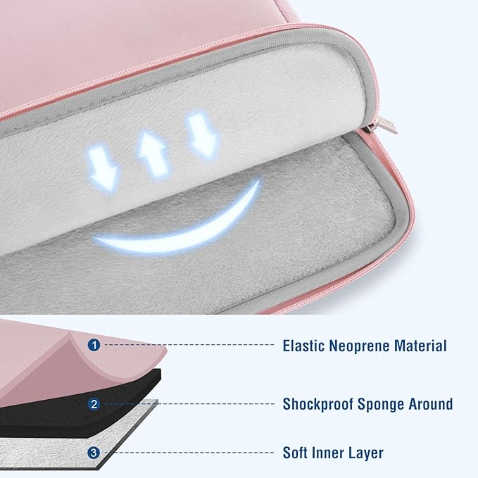 MOSISO Laptop Case 16 inch, 15-15.6 inch Laptop Sleeve Bag Compatible with MacBook Pro 16 inch, HP, Acer, Dell, Lenovo, ASUS Notebook, Neoprene Computer Sleeve Bag with Small Case, Baby Pink