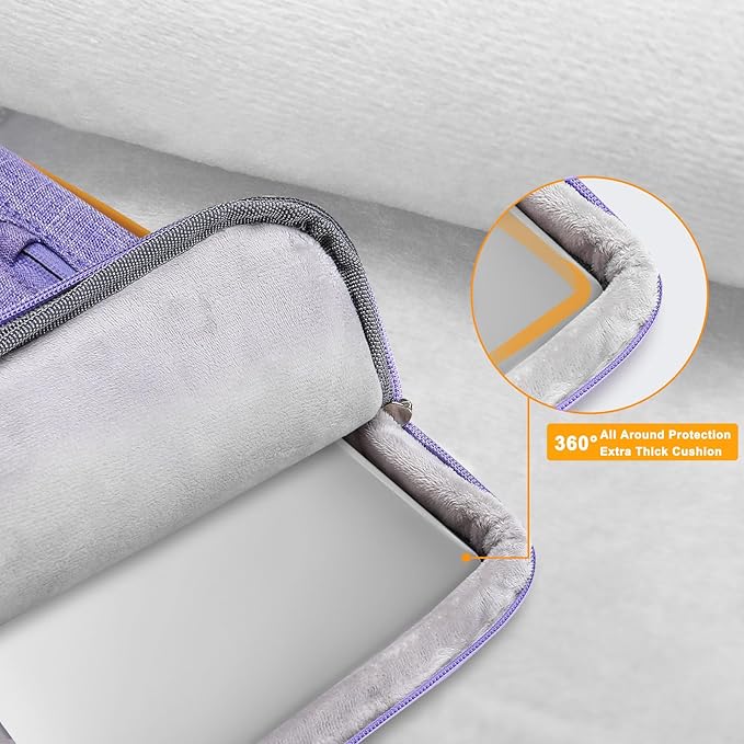 MOSISO 360 Protective Laptop Case 13.3 inch, 13-13.3 inch Laptop Sleeve Compatible with MacBook Air/Pro 13 / Pro 14,HP Dell Acer ASUS,Side Open Carrying Case with 4 Zipper Pockets&Handle, Purple