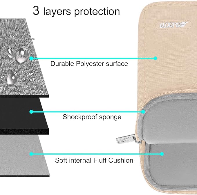 MOSISO Laptop Case 13 inch, 13 inch Laptop Sleeve Compatible with MacBook Air M4 M3 M2 M1 2025-2018 / Pro M2 M1 2025-2016, Polyester Vertical Computer Sleeve Bag with Pocket, Apricot