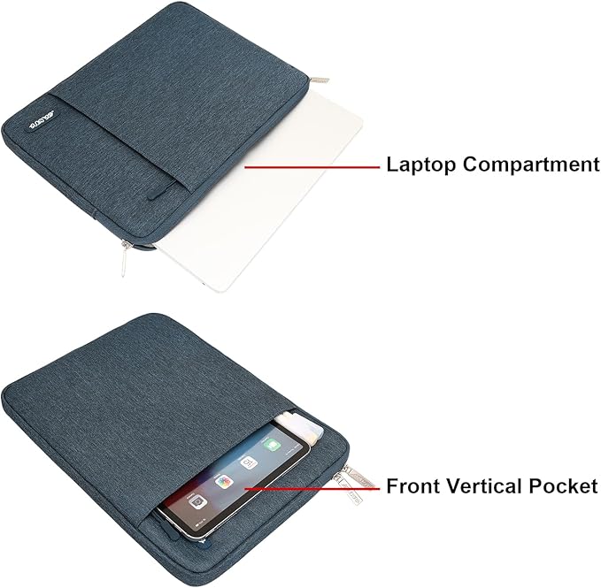 MOSISO Laptop Case 13.3 inch, 13-13.3 inch Laptop Sleeve Compatible with MacBook Air/Pro 13 / Pro 14, HP Dell ASUS Lenovo Notebook, Polyester Vertical Computer Sleeve Bag with Pocket, Haze Blue