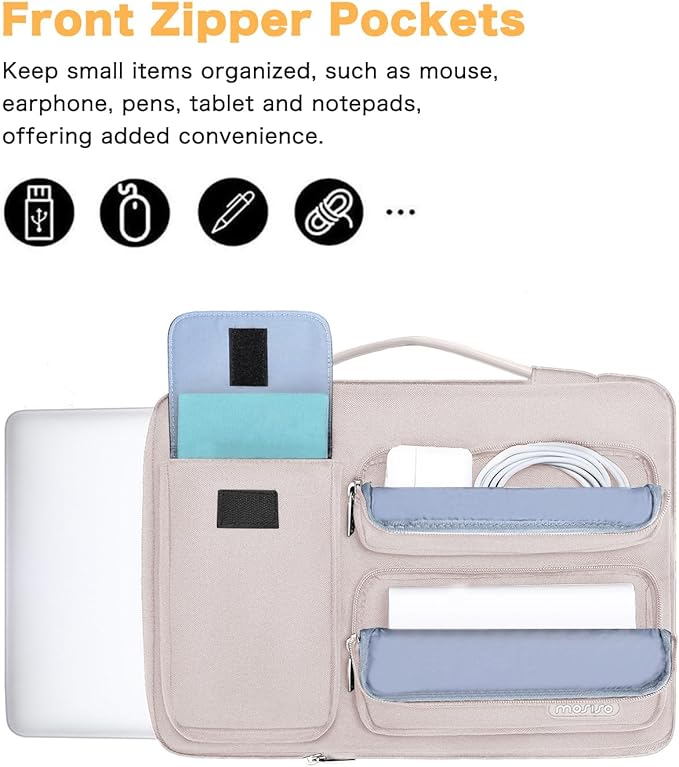MOSISO 360 Protective Laptop Case 15 inch, Laptop Sleeve Compatible with MacBook Air 15 M4 A3241 M3 A3114 M2 A2941 2025-2023, Dell XPS 15, Side Open Bag with 2 Raised&1 Flapover Pockets, Stone Gray