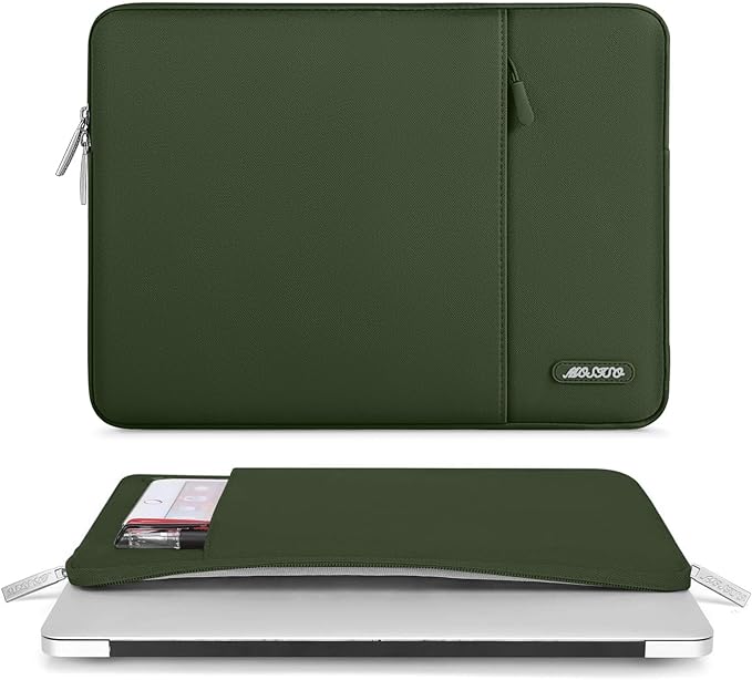 MOSISO Laptop Case 15 inch, 15 inch Laptop Sleeve Compatible with MacBook Air 15 M4 A3241 M3 A3114 M2 A2941 2025 2024 2023,Dell XPS 15,Polyester Vertical Computer Sleeve Bag with Pocket, Army Green