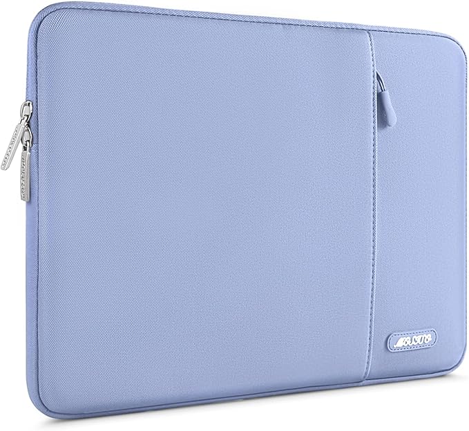 MOSISO Laptop Case 13.3 inch, 13-13.3 inch Laptop Sleeve Compatible with MacBook Air/Pro 13 / Pro 14, HP Dell ASUS Lenovo Notebook, Polyester Vertical Computer Sleeve Bag with Pocket, Pastel Blue