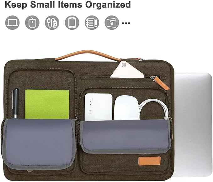 MOSISO 360 Protective Laptop Case 15 inch, 15 inch Laptop Sleeve Compatible with MacBook Air M4 M3 M2 2025 2024 2023, Dell XPS Plus, Side Open Carrying Case with 4 Zipper Pockets&Handle, Carob Brown