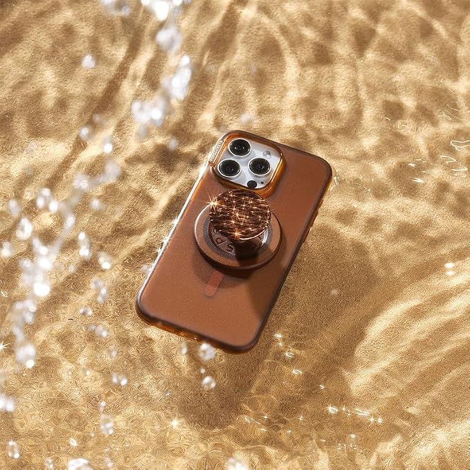 PopSockets iPhone 15 Pro Phone Case with MagSafe, Wireless Charging Compatible, Neutral - Amber
