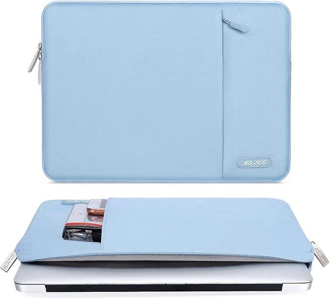 MOSISO Laptop Case 13 inch, 13 inch Laptop Sleeve Compatible with MacBook Air M4 M3 M2 M1 2025-2018 / Pro M2 M1 2025-2016, Polyester Vertical Computer Sleeve Bag with Pocket, Air Blue