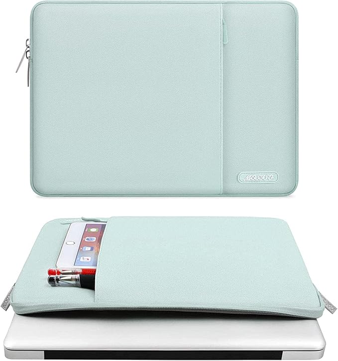 MOSISO Laptop Case 12.3 inch, 11.6-12.3 inch Laptop Sleeve Compatible with MacBook Air 11.6, Acer HP Dell Lenovo Samsung, Surface Pro, Polyester Vertical Computer Sleeve Bag with Pocket, Mint Green