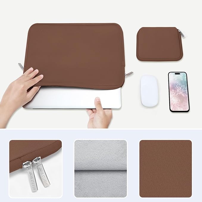 MOSISO Laptop Case 16 inch, 15-15.6 inch Laptop Sleeve Bag Compatible with MacBook Pro 16 inch, HP, Acer, Dell, Lenovo, ASUS Notebook, Neoprene Computer Sleeve Bag with Small Case, Caramel Brown