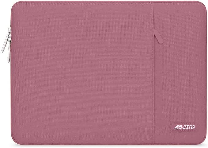 MOSISO Laptop Case 13.3 inch, 13-13.3 inch Laptop Sleeve Compatible with MacBook Air/Pro 13 / Pro 14, HP Dell ASUS Lenovo Notebook, Polyester Vertical Computer Sleeve Bag with Pocket, Dusty Rose