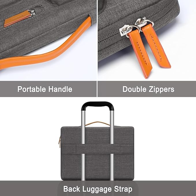 MOSISO 360 Protective Laptop Case 14 inch, 14 inch Laptop Sleeve Compatible with HP Lenovo Dell ASUS Acer, HP, Dell Latitude, Lenovo, Side Open Carrying Case with 4 Zipper Pockets&Handle, Taupe Gray