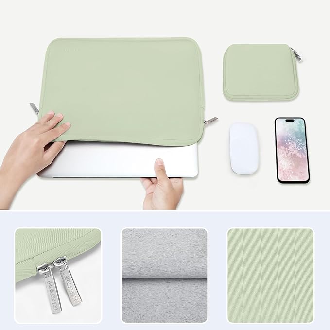 MOSISO Laptop Case 15 inch, 15 inch Laptop Sleeve Bag Compatible with MacBook Air 15 M4 A3241 M3 A3114 M2 A2941 2025 2024 2023, Dell XPS 15, Neoprene Computer Sleeve Bag with Small Case, Sage Green