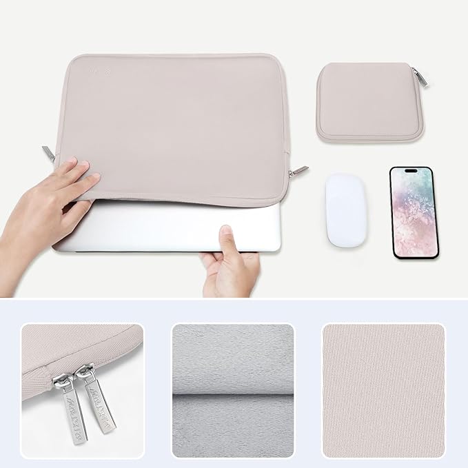 MOSISO Laptop Case 15 inch, 15 inch Laptop Sleeve Bag Compatible with MacBook Air 15 M4 A3241 M3 A3114 M2 A2941 2025 2024 2023, Dell XPS 15, Neoprene Computer Sleeve Bag with Small Case, Rock Gray