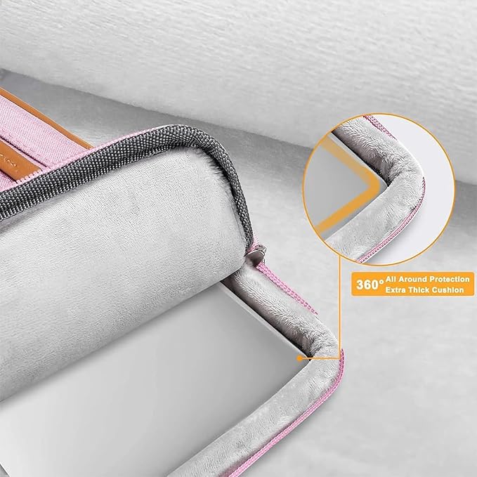 MOSISO 360 Protective Laptop Case 15 inch, 15 inch Laptop Sleeve Compatible with MacBook Air M4 M3 M2 2025 2024 2023, Dell XPS Plus, Side Open Carrying Case with 4 Zipper Pockets&Handle, Pink