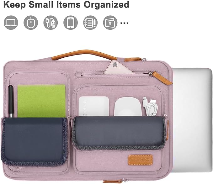 MOSISO 360 Protective Laptop Case 13.3 inch, 13-13.3 inch Laptop Sleeve Compatible with MacBook Air/Pro 13 / Pro 14,HP Dell Acer ASUS,Side Open Carrying Case with 4 Zipper Pockets&Handle, Pastel Pink