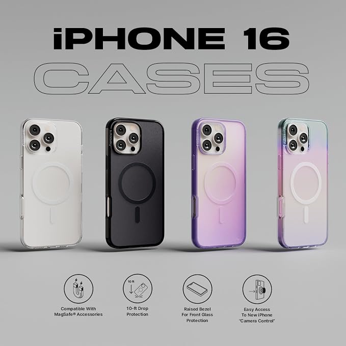 PopSockets iPhone 16 Pro Max Phone Case w/MagSafe Grip- Black Translucent | Magnetic, Wireless Charging, Camera & Drop Protection, Black, Electronic Accessories, For iPad/Kindle/iPhone/Android