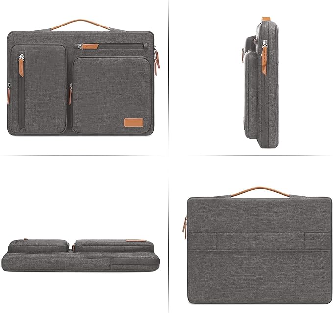 MOSISO 360 Protective Laptop Case 14 inch, 14 inch Laptop Sleeve Compatible with HP Lenovo Dell ASUS Acer, HP, Dell Latitude, Lenovo, Side Open Carrying Case with 4 Zipper Pockets&Handle, Taupe Gray