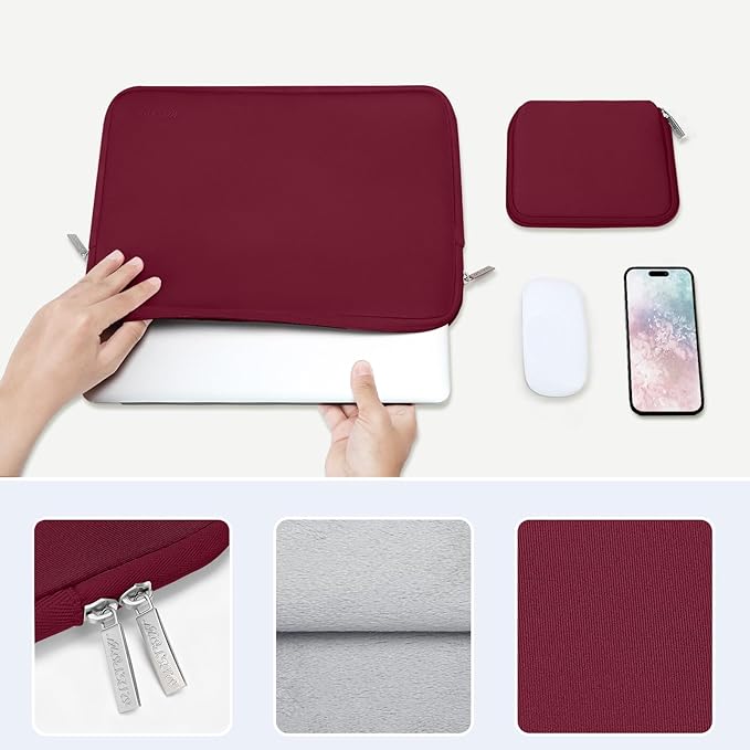 MOSISO Laptop Case 13 inch, 13 inch Laptop Sleeve Bag Compatible with MacBook Air 13 M4 M3 M2 M1 2025-2018 / Pro 13 M2 M1 2025-2016, Neoprene Computer Sleeve Bag with Small Case, Red