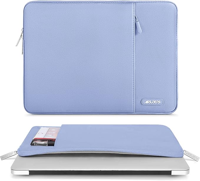 MOSISO Laptop Case 13.3 inch, 13-13.3 inch Laptop Sleeve Compatible with MacBook Air/Pro 13 / Pro 14, HP Dell ASUS Lenovo Notebook, Polyester Vertical Computer Sleeve Bag with Pocket, Pastel Blue