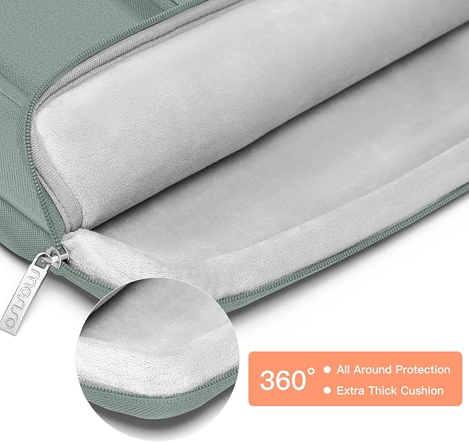 MOSISO 360 Protective Laptop Case 15 inch, Laptop Sleeve Compatible with MacBook Air 15 M4 A3241 M3 A3114 M2 A2941 2025-2023, Dell XPS 15, Side Open Bag with 2 Raised&1 Flapover Pockets, Antique Green