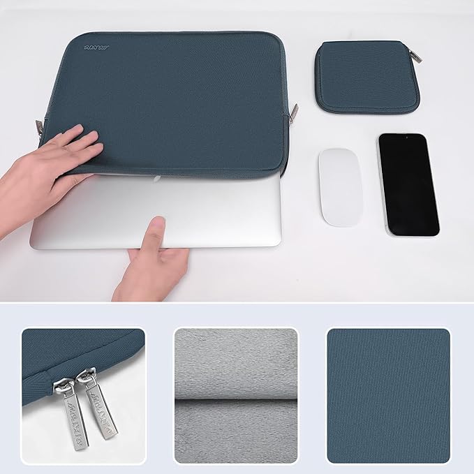 MOSISO Laptop Case 13 inch, 13 inch Laptop Sleeve Bag Compatible with MacBook Air 13 M4 M3 M2 M1 2025-2018 / Pro 13 M2 M1 2025-2016, Neoprene Computer Sleeve Bag with Small Case, Haze Blue