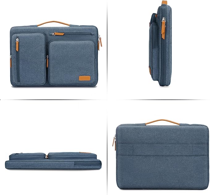 MOSISO 360 Protective Laptop Case 13.3 inch, 13-13.3 inch Laptop Sleeve Compatible with MacBook Air/Pro 13 / Pro 14,HP Dell Acer ASUS,Side Open Carrying Case with 4 Zipper Pockets&Handle, Haze Blue