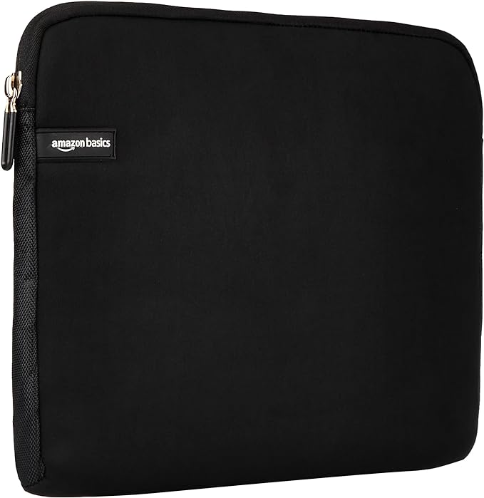 Amazon Basics 14 inch Laptop Sleeve, Compatible Protective Case with Zipper for MacBook Pro, MacBook Air - Black