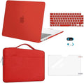 MOSISO Compatible with MacBook Air 13 inch Case 2025 2024 2023 2022 M4 A3240 M3 A3113 M2 A2681, Hard Shell&Sleeve Bag&Keyboard Skin&Webcam Cover&Screen Film for MacBook Air 13.6 inch, Red