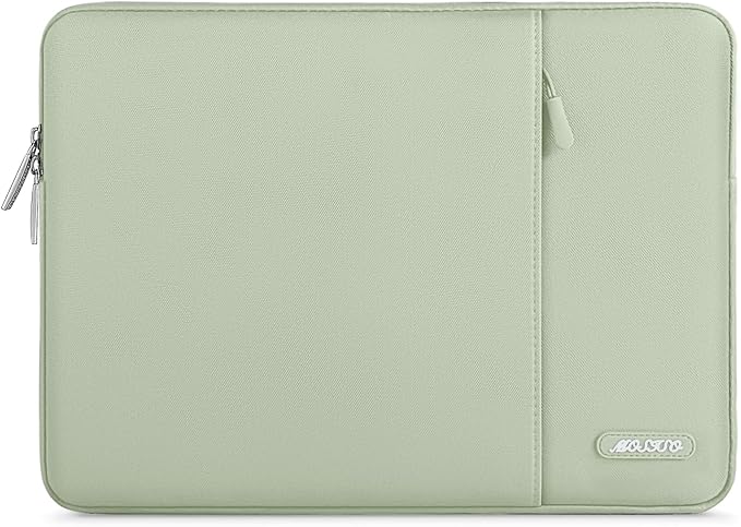 MOSISO Laptop Case 13.3 inch, 13-13.3 inch Laptop Sleeve Compatible with MacBook Air/Pro 13 / Pro 14, HP Dell ASUS Lenovo Notebook, Polyester Vertical Computer Sleeve Bag with Pocket, Sage Green