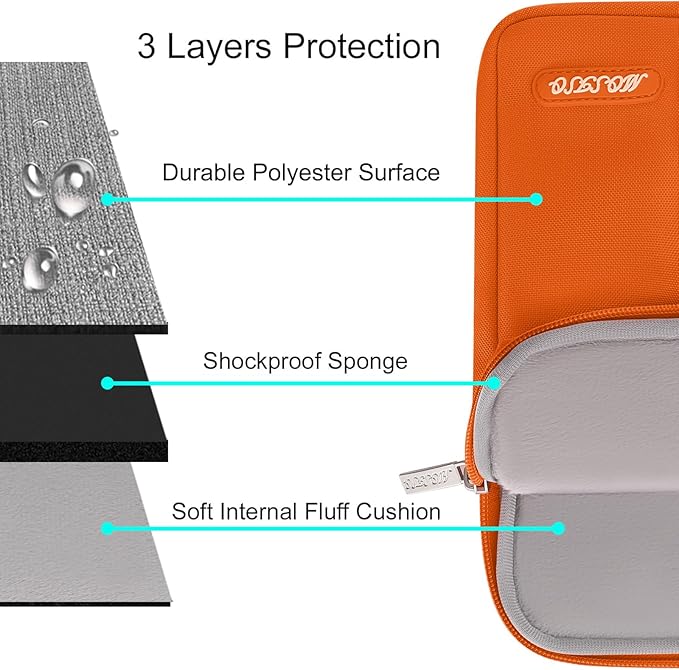 MOSISO Laptop Case 15 inch, 15 inch Laptop Sleeve Compatible with MacBook Air 15 M4 A3241 M3 A3114 M2 A2941 2025 2024 2023,Dell XPS 15,Polyester Vertical Computer Sleeve Bag with Pocket, Orange