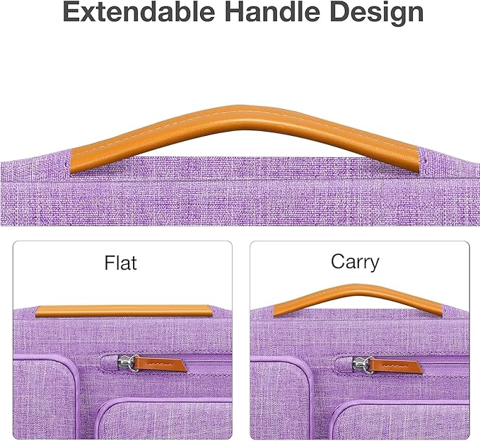 MOSISO 360 Protective Laptop Case 13.3 inch, 13-13.3 inch Laptop Sleeve Compatible with MacBook Air/Pro 13 / Pro 14,HP Dell Acer ASUS,Side Open Carrying Case with 4 Zipper Pockets&Handle, Lilac