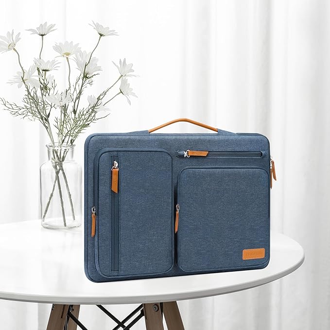 MOSISO 360 Protective Laptop Case 13.3 inch, 13-13.3 inch Laptop Sleeve Compatible with MacBook Air/Pro 13 / Pro 14,HP Dell Acer ASUS,Side Open Carrying Case with 4 Zipper Pockets&Handle, Haze Blue