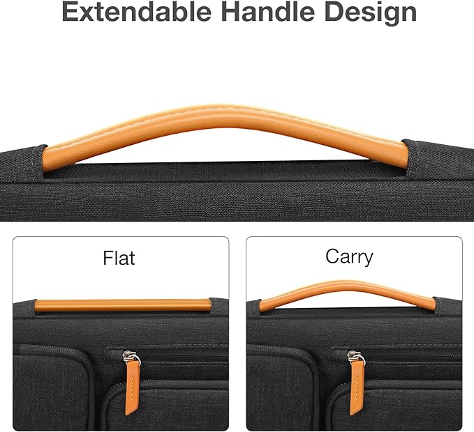 MOSISO 360 Protective Laptop Case 13.3 inch, 13-13.3 inch Laptop Sleeve Compatible with MacBook Air/Pro 13 / Pro 14,HP Dell Acer ASUS,Side Open Carrying Case with 4 Zipper Pockets&Handle, Black