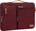 MOSISO 360 Protective Laptop Case 13.3 inch, 13-13.3 inch Laptop Sleeve Compatible with MacBook Air/Pro 13 / Pro 14,HP Dell Acer ASUS,Side Open Carrying Case with 4 Zipper Pockets&Handle, Wine Red