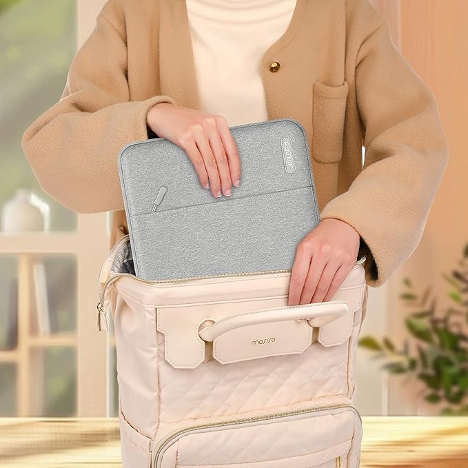 MOSISO Laptop Case 17.3 inch, 17-17.3 inch Laptop Sleeve Compatible with Dell, HP, Lenovo, Asus, Acer, Alienware, Polyester Vertical Computer Sleeve Bag with Pocket, Gray