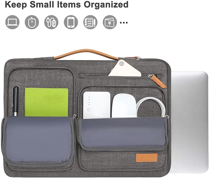 MOSISO 360 Protective Laptop Case 14 inch, 14 inch Laptop Sleeve Compatible with HP Lenovo Dell ASUS Acer, HP, Dell Latitude, Lenovo, Side Open Carrying Case with 4 Zipper Pockets&Handle, Taupe Gray