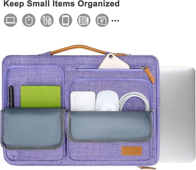 MOSISO 360 Protective Laptop Case 15 inch, 15 inch Laptop Sleeve Compatible with MacBook Air M4 M3 M2 2025 2024 2023, Dell XPS Plus, Side Open Carrying Case with 4 Zipper Pockets&Handle, Purple
