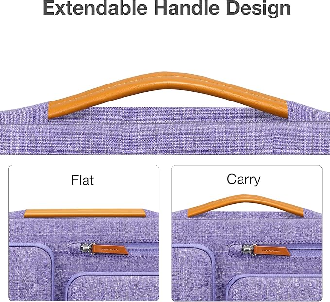MOSISO 360 Protective Laptop Case 15 inch, 15 inch Laptop Sleeve Compatible with MacBook Air M4 M3 M2 2025 2024 2023, Dell XPS Plus, Side Open Carrying Case with 4 Zipper Pockets&Handle, Purple