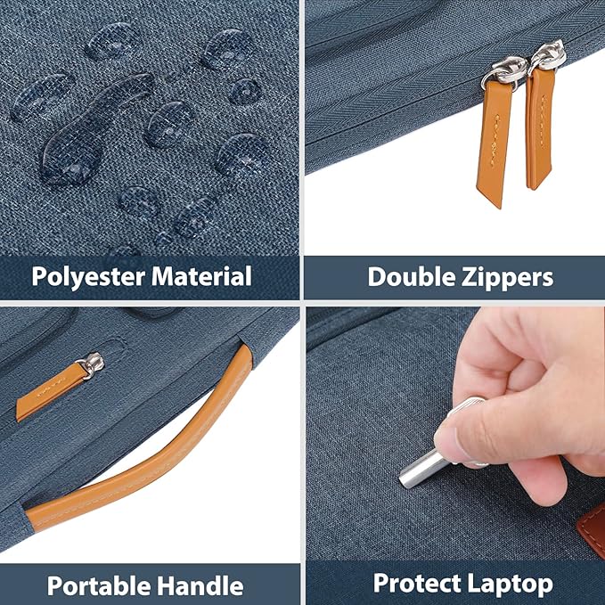 MOSISO 360 Protective Laptop Case 13 inch, 13 inch Laptop Sleeve Compatible with MacBook Air M4 M3 M2 M1 2025-2018/Pro M2 M1 2025-2016, Side Open Carrying Case with 4 Zipper Pockets&Handle, Haze Blue