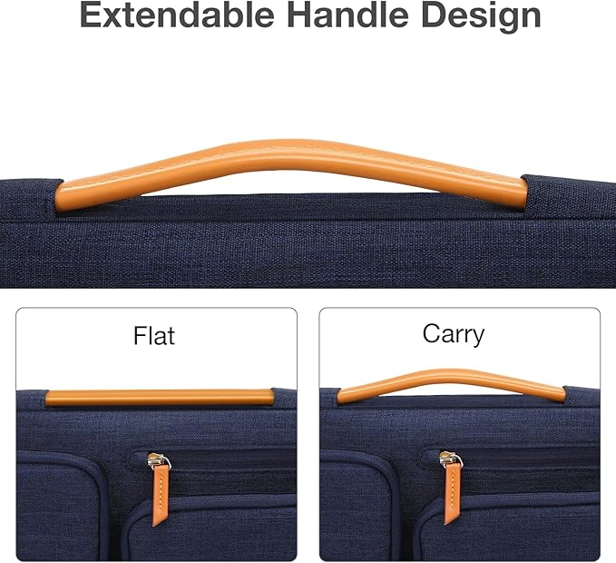 MOSISO 360 Protective Laptop Case 13.3 inch, 13-13.3 inch Laptop Sleeve Compatible with MacBook Air/Pro 13 / Pro 14,HP Dell Acer ASUS,Side Open Carrying Case with 4 Zipper Pockets&Handle, Navy Blue