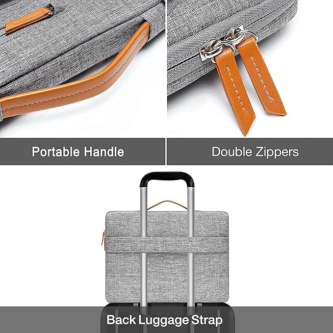 MOSISO 360 Protective Laptop Case 15 inch, 15 inch Laptop Sleeve Compatible with MacBook Air M4 M3 M2 2025 2024 2023, Dell XPS Plus, Side Open Carrying Case with 4 Zipper Pockets&Handle, Gray