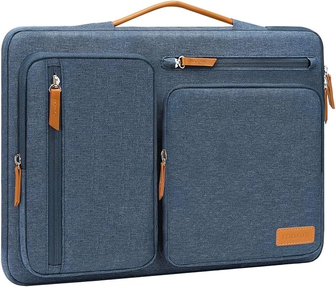 MOSISO 360 Protective Laptop Case 13.3 inch, 13-13.3 inch Laptop Sleeve Compatible with MacBook Air/Pro 13 / Pro 14,HP Dell Acer ASUS,Side Open Carrying Case with 4 Zipper Pockets&Handle, Haze Blue