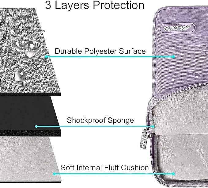 MOSISO Laptop Case 15 inch, 15 inch Laptop Sleeve Compatible with MacBook Air 15 M4 A3241 M3 A3114 M2 A2941 2025 2024 2023,Dell XPS 15,Polyester Vertical Computer Sleeve Bag with Pocket, Purple